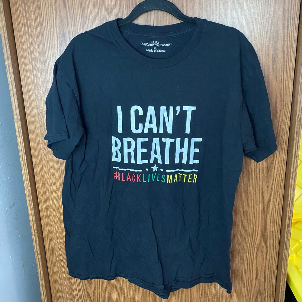 BLM2 Graphic T-Shirt Mens XL Black I Cant Breathe Social Justice Tee
